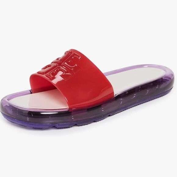 Tory Burch Bubble Jelly Slides- Bright Red/ Grape Purple - Picture 5 of 11